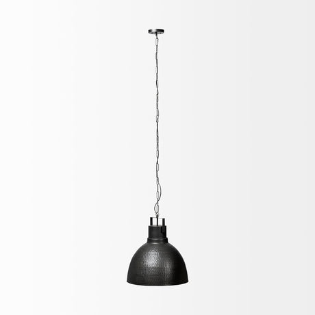 Minerva Metallic Gray Hammered Detail Pendant Light by Mercana at Eve Furniture