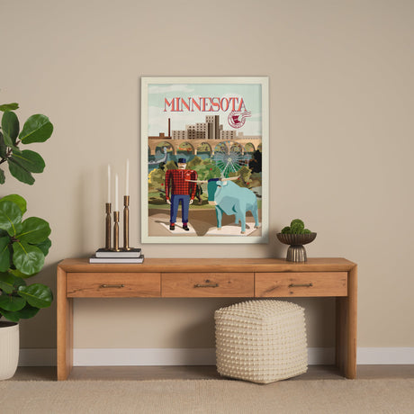 Minnesota Go USA (L) by Mercana Studio a Hand Embellished Decograph Framed Art Print by Mercana at Eve Furniture