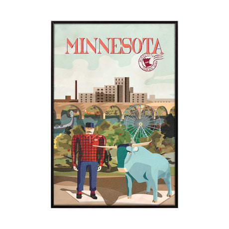 Minnesota Go USA (SM) by Mercana Studio a Hand Embellished Decograph Framed Art Print by Mercana at Eve Furniture