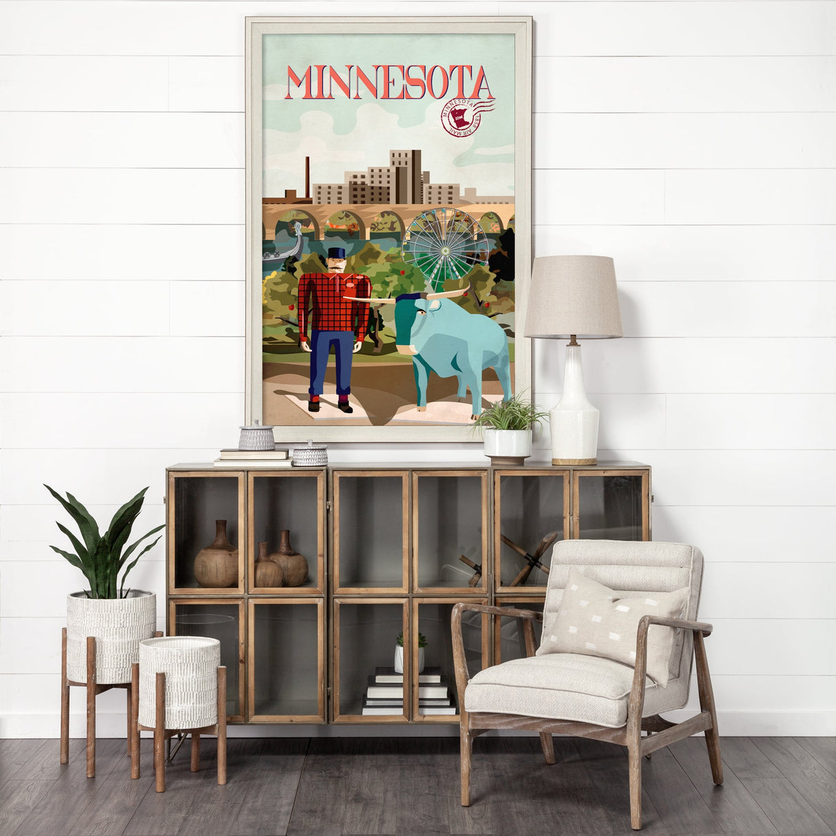 Minnesota Go USA (XL) by Mercana Studio a Hand Embellished Decograph Framed Art Print under Glass by Mercana at Eve Furniture