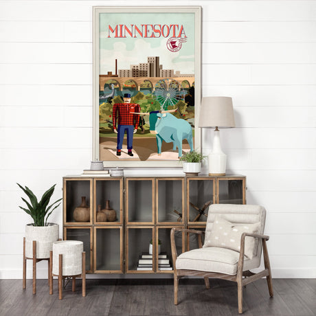 Minnesota Go USA (XL) by Mercana Studio a Hand Embellished Decograph Framed Art Print under Glass by Mercana at Eve Furniture