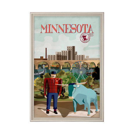 Minnesota Go USA (XL) by Mercana Studio a Hand Embellished Decograph Framed Art Print under Glass by Mercana at Eve Furniture