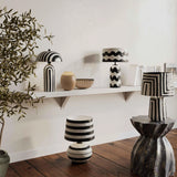 Minori Black Striped Papier Mache Table Lamp by TOV Furniture at Eve Furniture