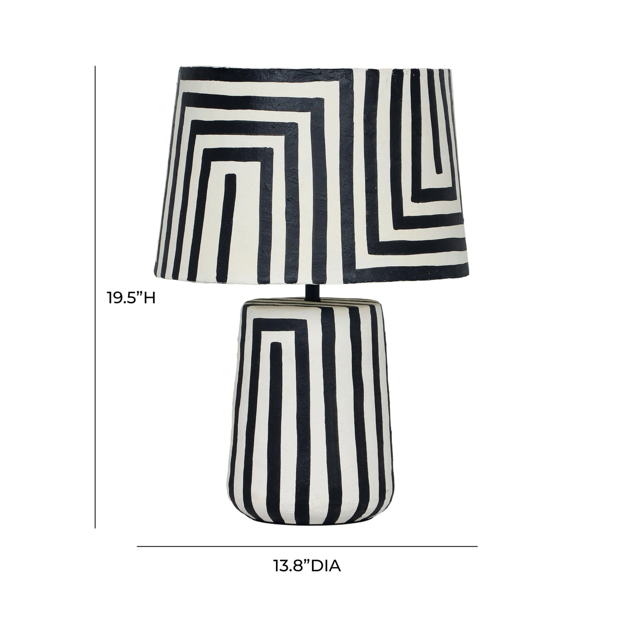 Minori Black Striped Papier Mache Table Lamp by TOV Furniture at Eve Furniture