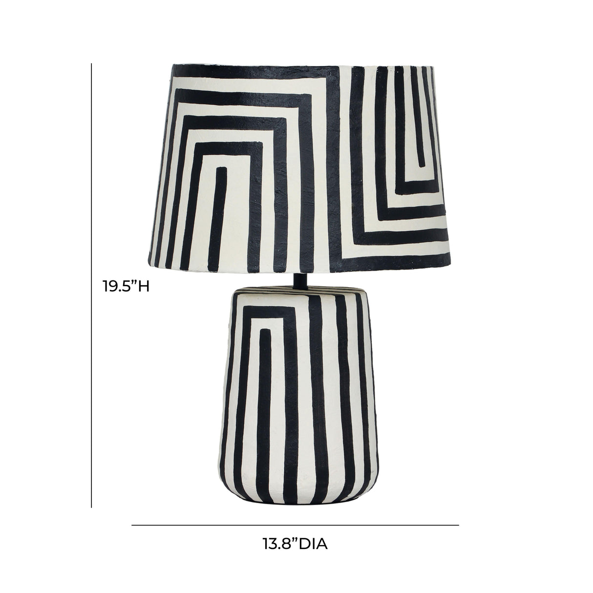 Minori Black Striped Papier Mache Table Lamp by TOV Furniture at Eve Furniture