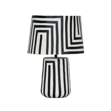 Minori Black Striped Papier Mache Table Lamp by TOV Furniture at Eve Furniture