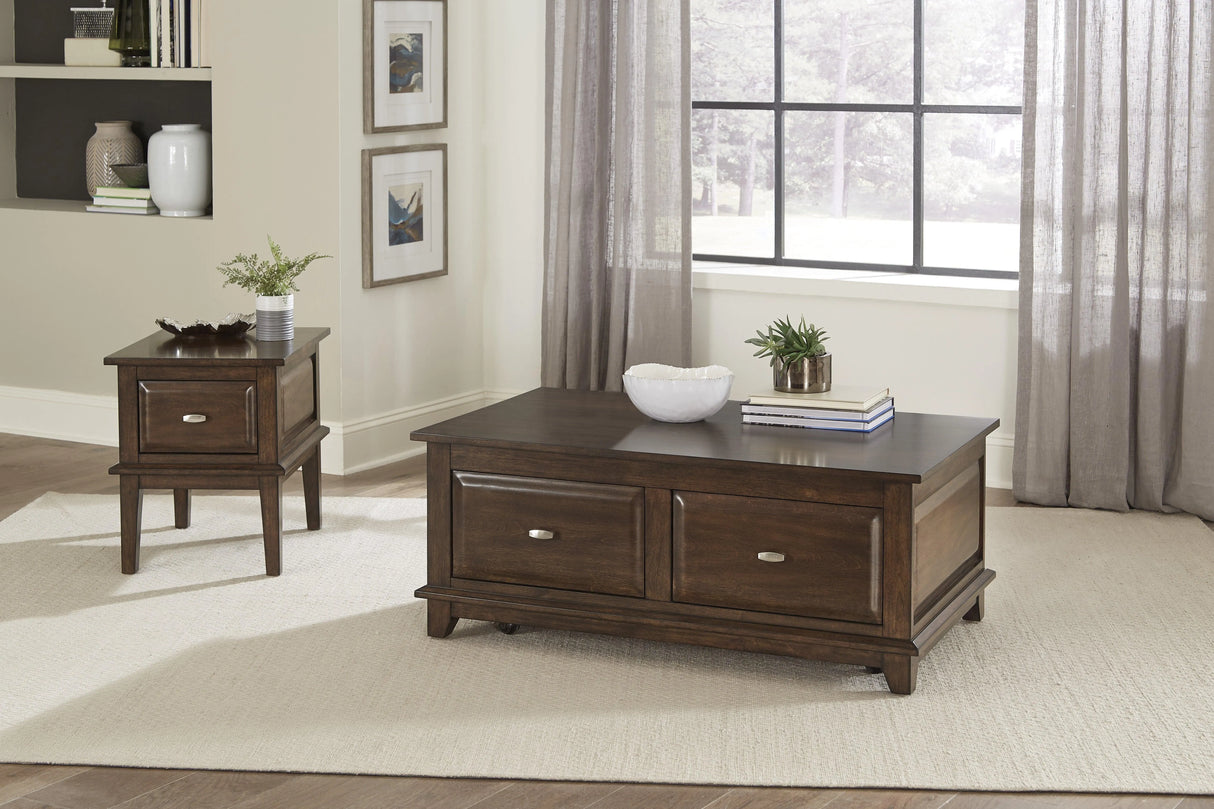 Minot Brown Cherry Lift Top Cocktail Table by Homelegance at Eve Furniture