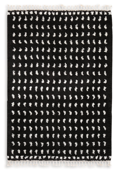 Minston Black/White 5' x 7' Rug by Ashley at Eve Furniture