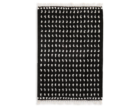 Minston Black/White 5' x 7' Rug by Ashley at Eve Furniture