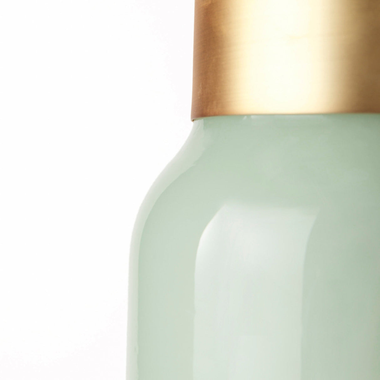 Minty 5.7L x 5.7W x 16.8H Green Glass Vase W/Matte Gold Metal Neck Cuff by Mercana at Eve Furniture