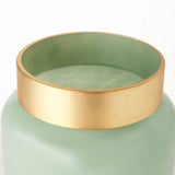 Minty 9.9L x 9.9W x 9.6H Green Glass Vase W/Matte Gold Metal Neck Cuff by Mercana at Eve Furniture