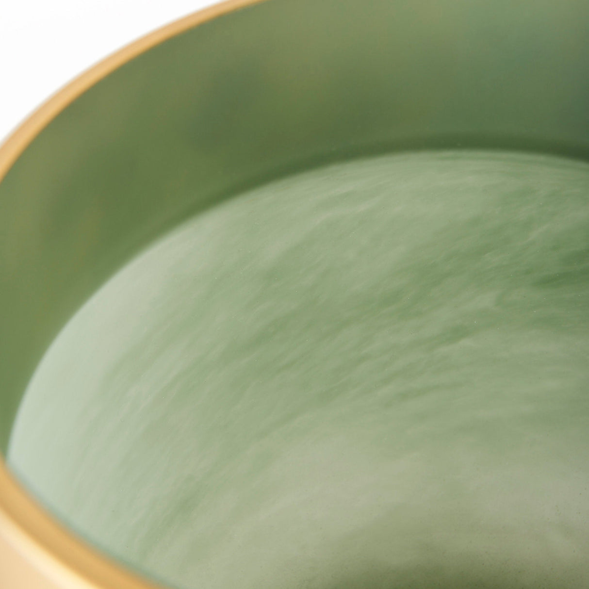 Minty 9.9L x 9.9W x 9.6H Green Glass Vase W/Matte Gold Metal Neck Cuff by Mercana at Eve Furniture