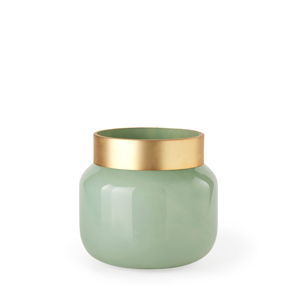 Minty Green Glass Vase W/Matte Gold Metal Neck Cuff by Mercana at Eve Furniture