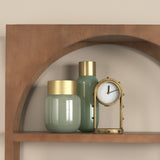 Minty Medium 8.7L x 8.7W x 12.4H Green Glass Vase W/Matte Gold Metal Neck Cuff by Mercana at Eve Furniture