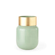 Minty Medium 8.7L x 8.7W x 12.4H Green Glass Vase W/Matte Gold Metal Neck Cuff by Mercana at Eve Furniture