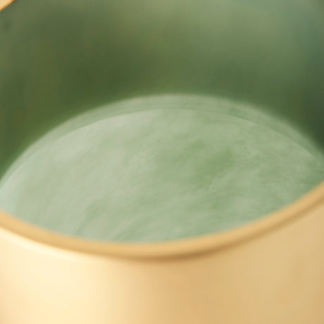 Minty Medium Green Glass Vase W/Matte Gold Metal Neck Cuff by Mercana at Eve Furniture