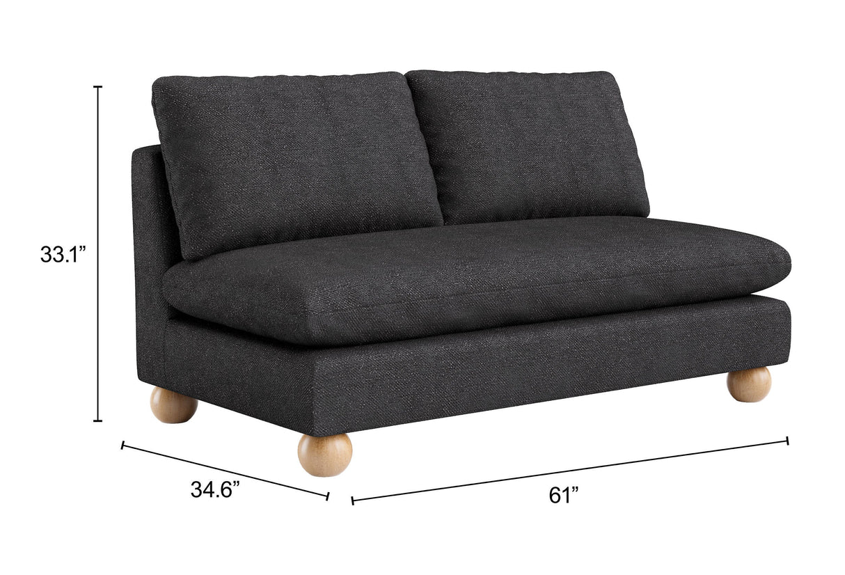 Minze Black Loveseat by Zuomod at Eve Furniture