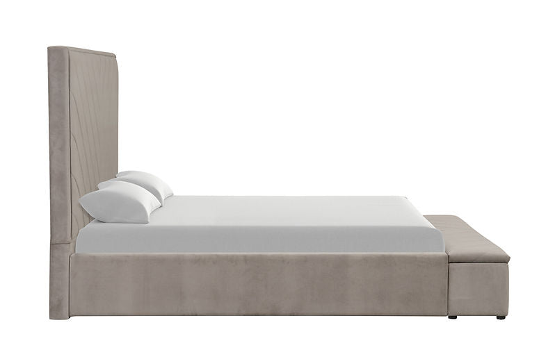 Mio Velvet Grey King Bed by New Era Innovations at Eve Furniture