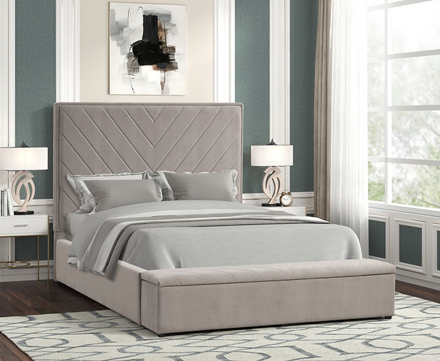 Mio Velvet Grey King Bed by New Era Innovations at Eve Furniture