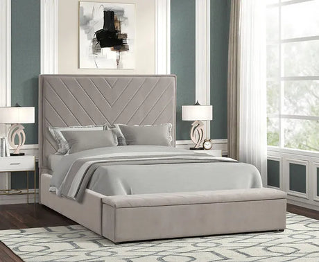 Mio Velvet Grey King Bed by New Era Innovations at Eve Furniture
