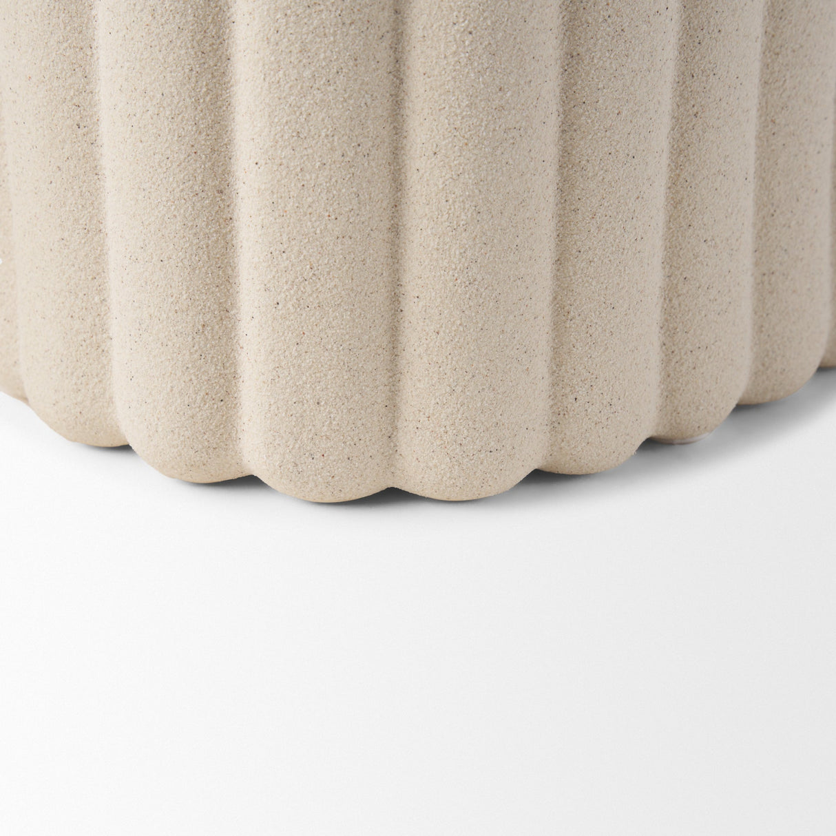 Mira Wide Textured Blush Beige Fluted Ceramic Vase by Mercana at Eve Furniture