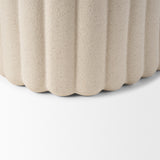 Mira Wide Textured Blush Beige Fluted Ceramic Vase by Mercana at Eve Furniture