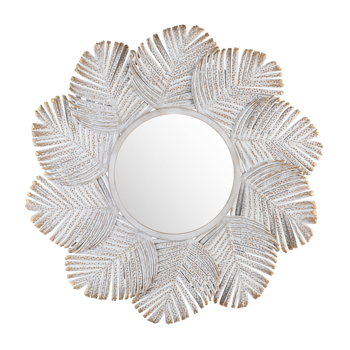 Miramar White/Natural Wall Mirror by Crestview at Eve Furniture