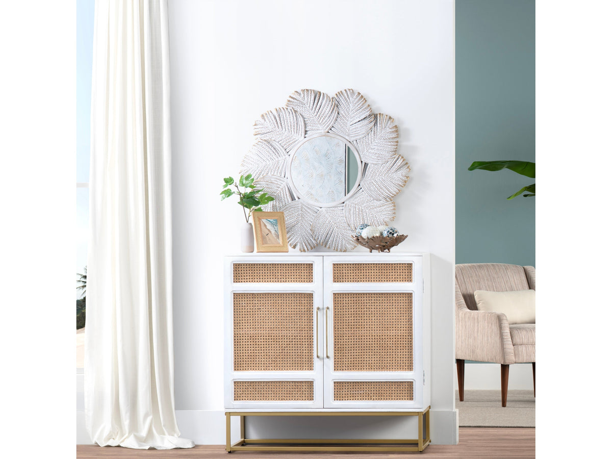 Miramar White/Natural Wall Mirror by Crestview at Eve Furniture