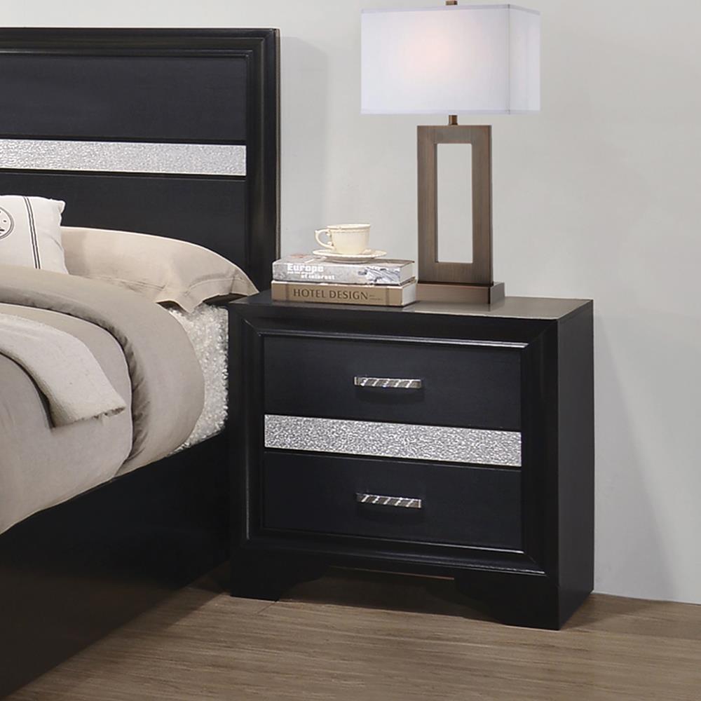 Miranda 2-Drawer Nightstand Tray Black