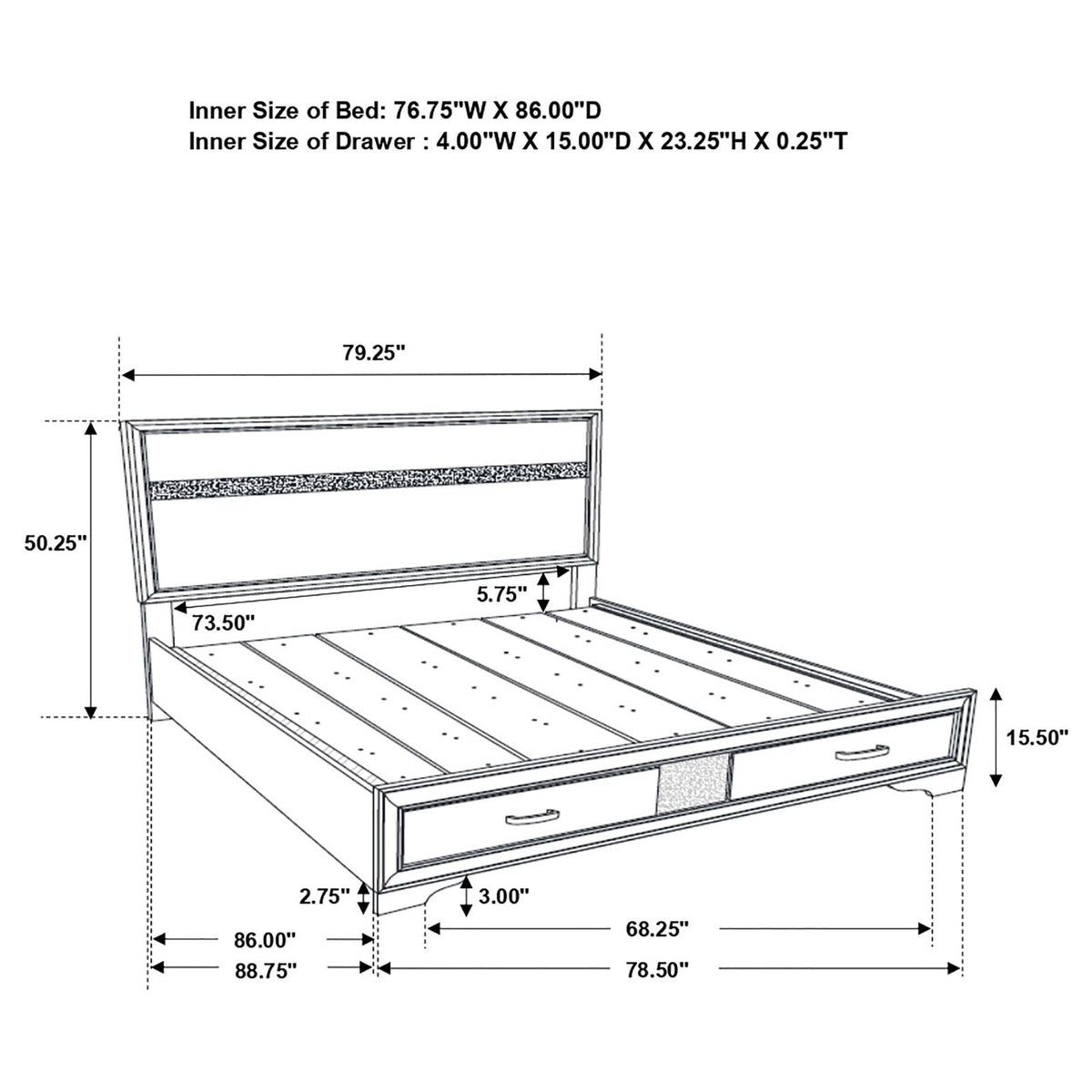 Miranda Black 4-Piece California King Platform Storage Bedroom Set by Coaster at Eve Furniture