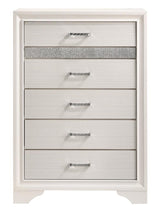 Miranda White/Rhinestone 5-Drawer Chest