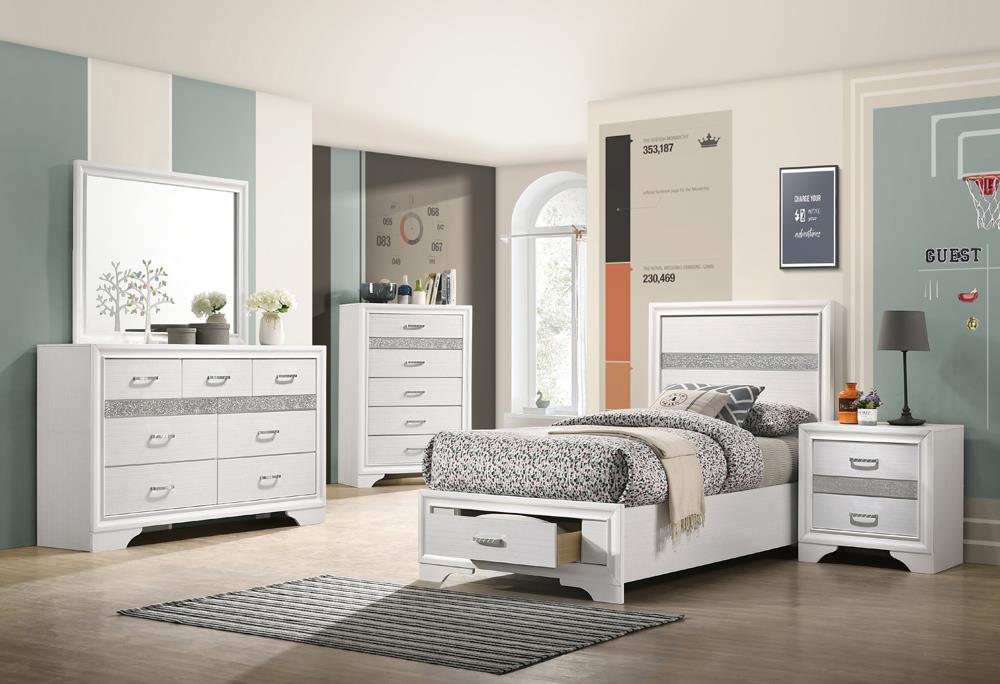 Miranda White 5-Piece Twin Storage Bedroom Set