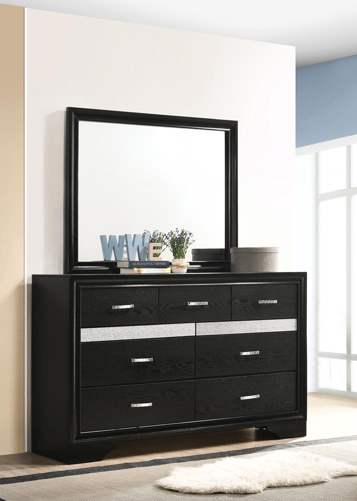 Miranda Black/Rhinestone 7-Drawer Dresser