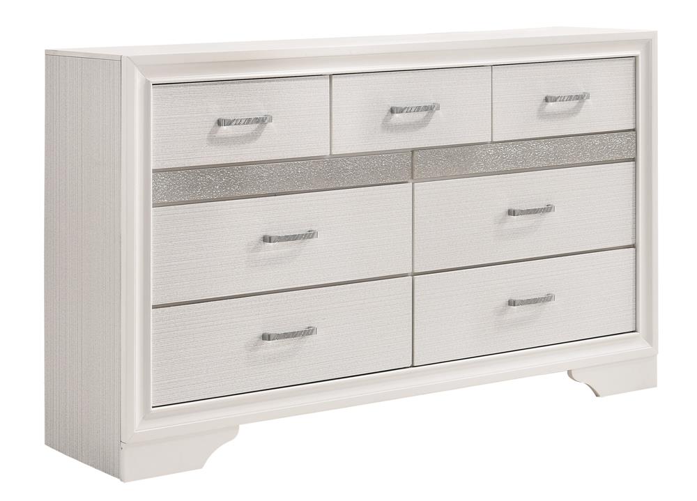 Miranda White/Rhinestone 7-Drawer Dresser