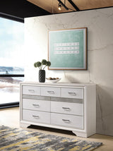 Miranda White/Rhinestone 7-Drawer Dresser