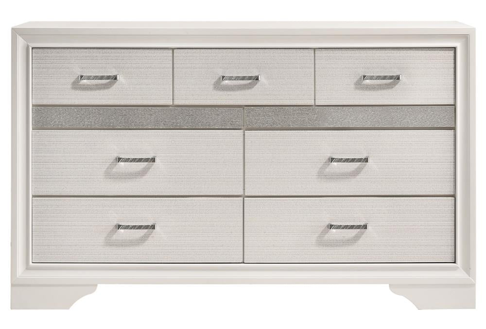 Miranda White/Rhinestone 7-Drawer Dresser