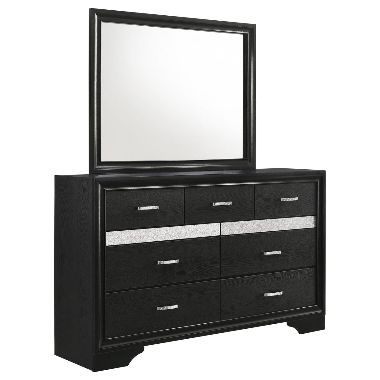 Miranda 7-drawer Dresser with Mirror Black and Rhinestone