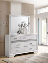 Miranda 7-drawer Dresser with Mirror White and Rhinestone