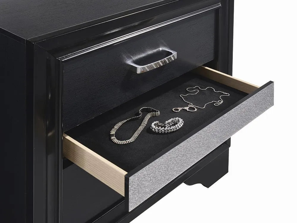 Miranda Black 2-Drawer Nightstand Tray by Coaster at Eve Furniture
