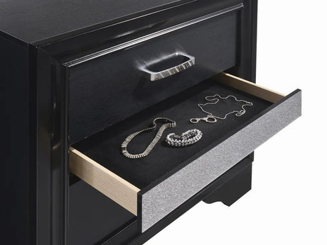 Miranda Black 2-Drawer Nightstand Tray by Coaster at Eve Furniture