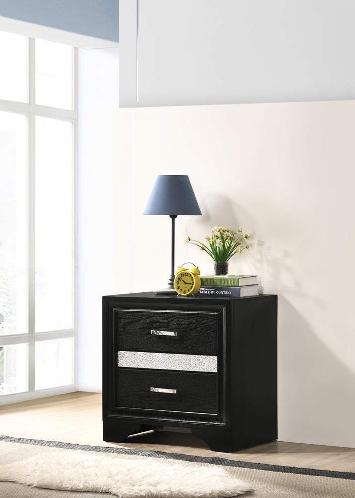 Miranda Black 2-Drawer Nightstand Tray by Coaster at Eve Furniture