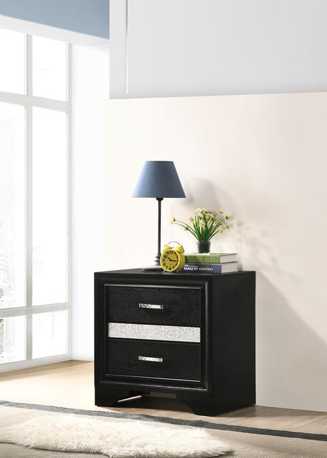 Miranda Black 2-Drawer Nightstand Tray by Coaster at Eve Furniture