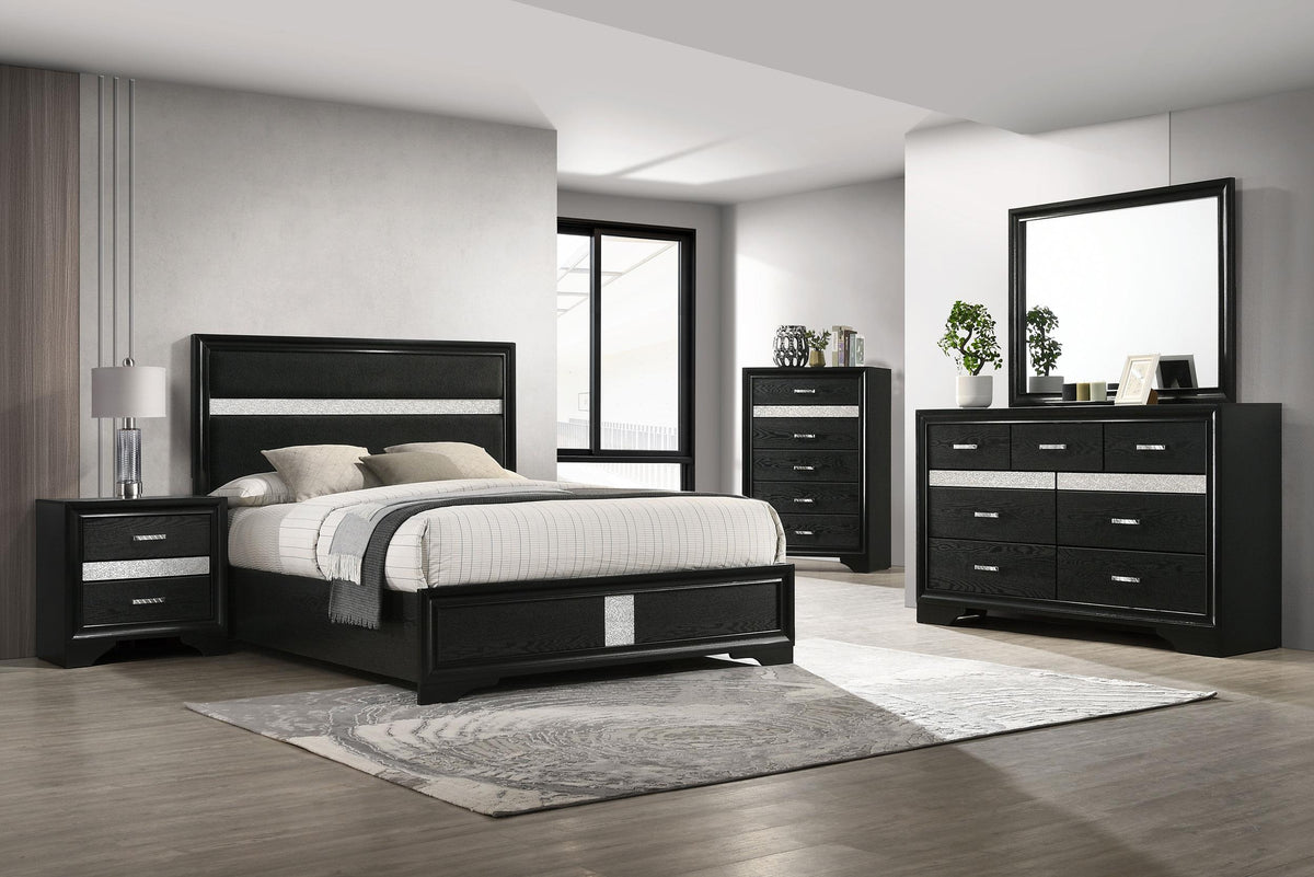 Miranda Black 5-Piece Eastern King Bedroom Set by Coaster at Eve Furniture