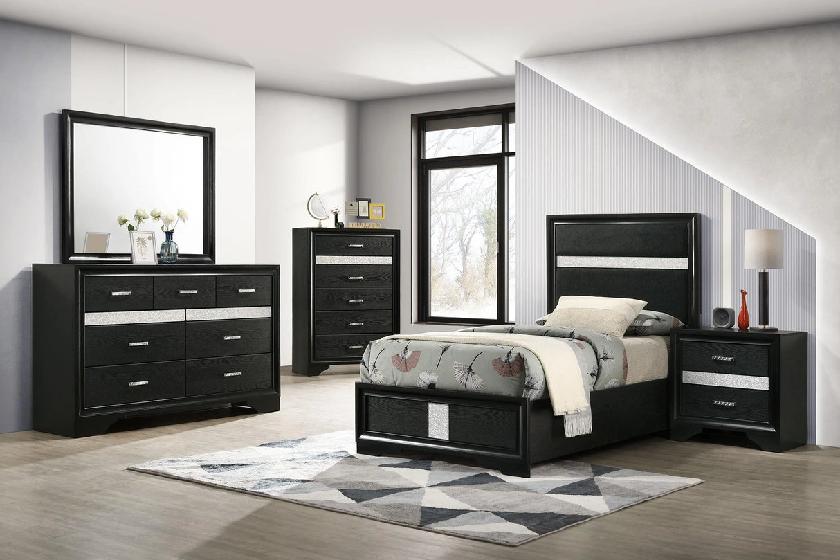 Miranda Black 55-inch Upholstered Twin Panel Bed by Coaster at Eve Furniture