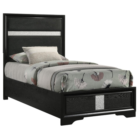 Miranda Black 55-inch Upholstered Twin Panel Bed by Coaster at Eve Furniture