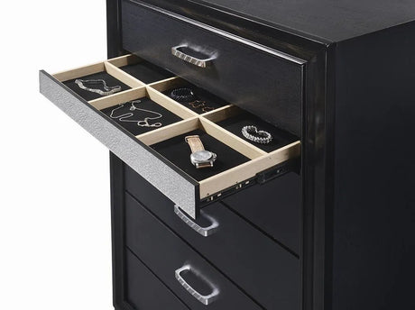 Miranda Black and Rhinestone 5-Drawer Chest by Coaster at Eve Furniture