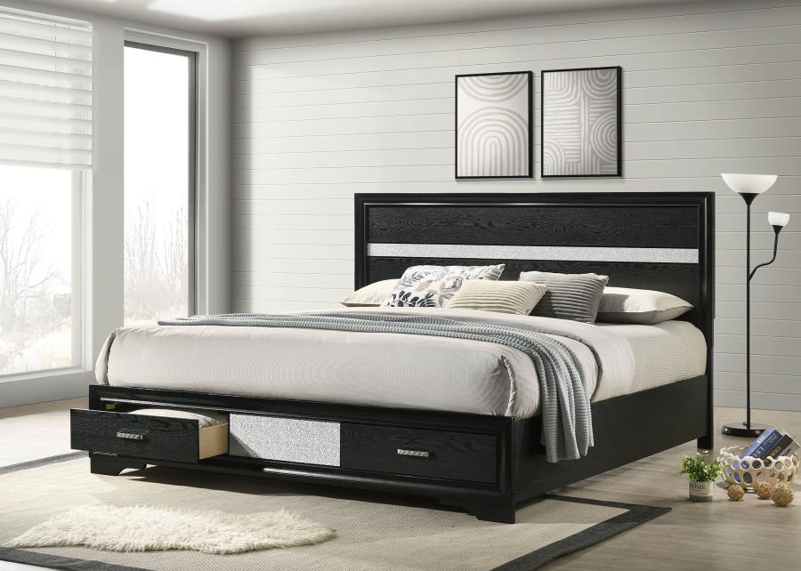 Miranda Black Eastern King 2-Drawer Storage Bed by Coaster at Eve Furniture