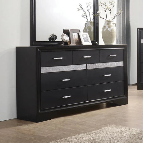 Miranda Black/Rhinestone 7-Drawer Dresser by Coaster at Eve Furniture
