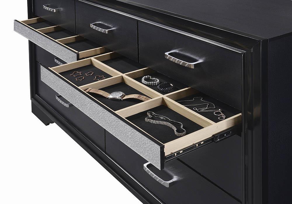 Miranda Black/Rhinestone 7-Drawer Dresser by Coaster at Eve Furniture