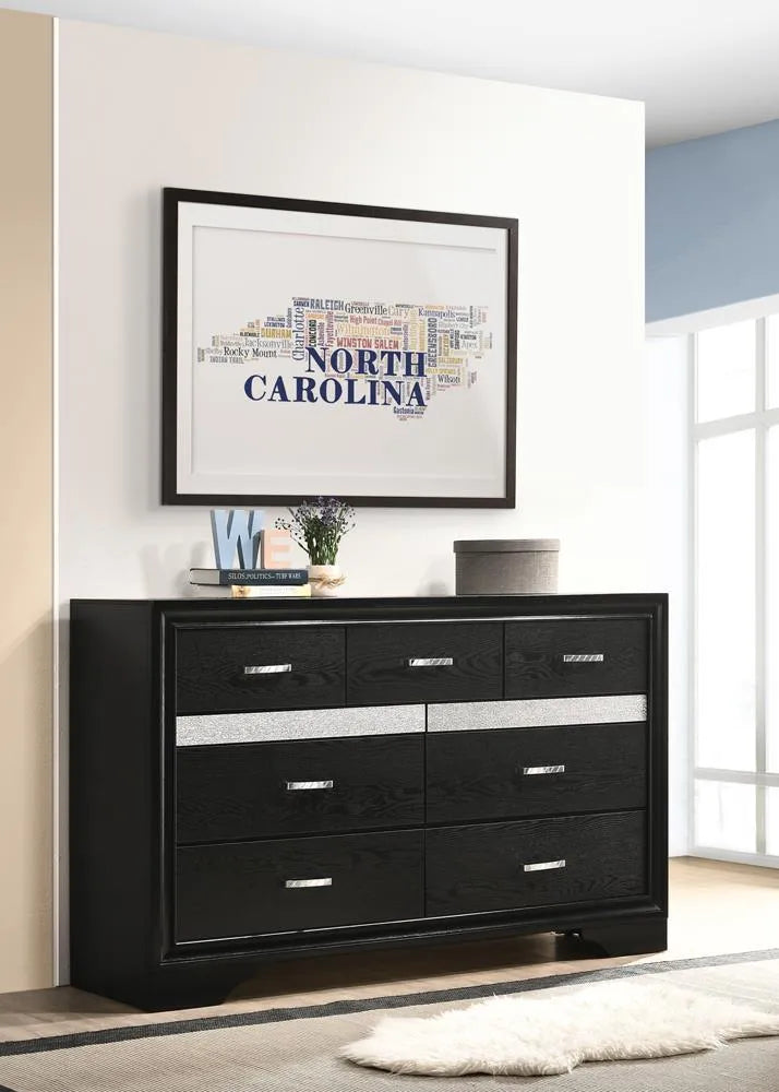 Miranda Black/Rhinestone 7-Drawer Dresser by Coaster at Eve Furniture